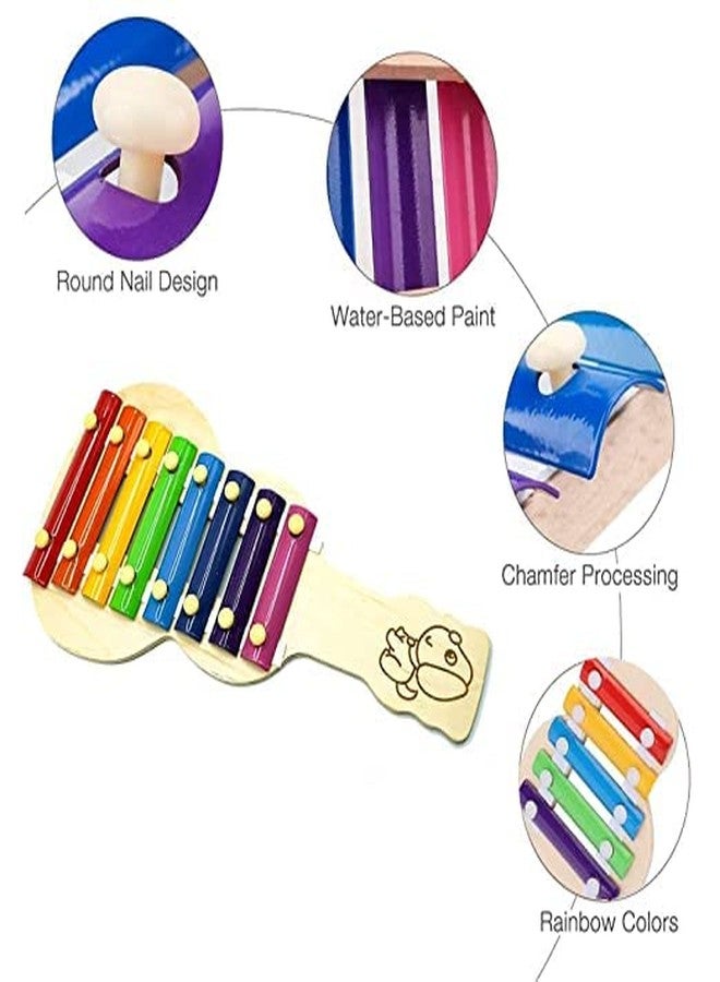 Shopfleet Wooden Xylophone Guitar Shaped Musical Toy for Children with 5 Note (Multicolor) - Image 3